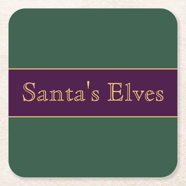 SANTA'S ELVES Spaß Holly Green Royal Lila Stripes Rechteckiger Pappuntersetzer (Vorderseite)