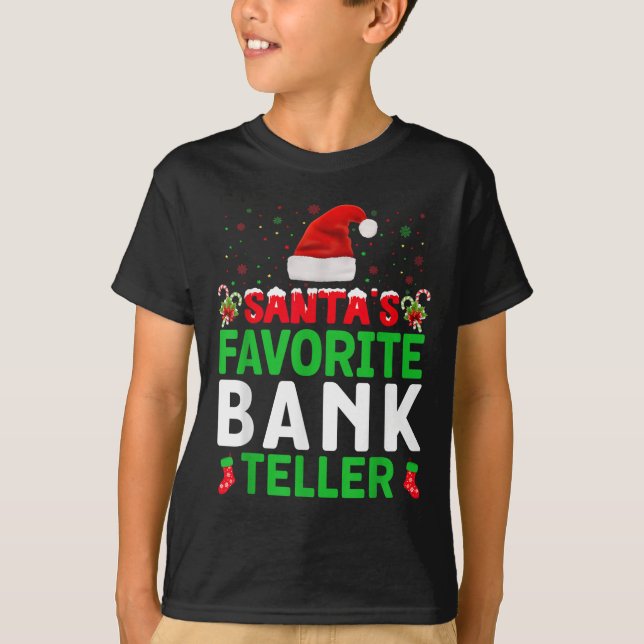 Santa's Favorite Bank Teller Christmas Matching Co T-Shirt (Vorderseite)