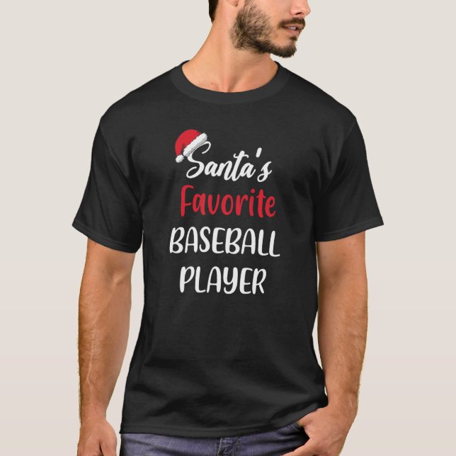 Santas Favorite Baseball Player Gift Christmas Bas T-Shirt (Vorderseite)