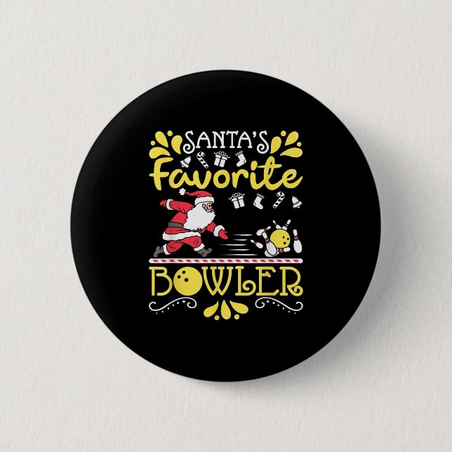 Santa's Favorite Bowler Santa Claus Bowling Christ Button (Vorderseite)