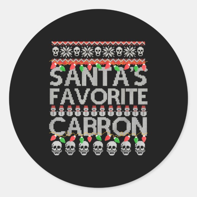 Santa's Favorite Cabron  Runder Aufkleber (Vorderseite)