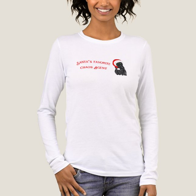 Santa's Favorite Chaos Agent Black Cat Christmas  Tri-Blend Shirt (Vorderseite)