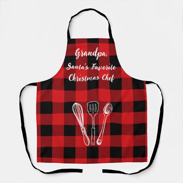 Santa's Favorite Chef Flannel Schürze (Vorderseite)