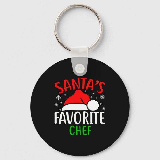 Santas Favorite Chef Funny Christmas Xmas Santa Lo Schlüsselanhänger (Vorderseite)