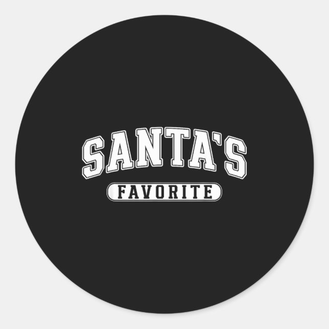 Santa's Favorite Christmas Varsity Text Family Xma Runder Aufkleber (Vorderseite)