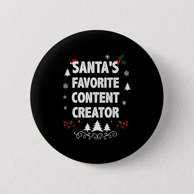 Santa's Favorite Content Creator Funny Christmas P Button (Vorderseite)