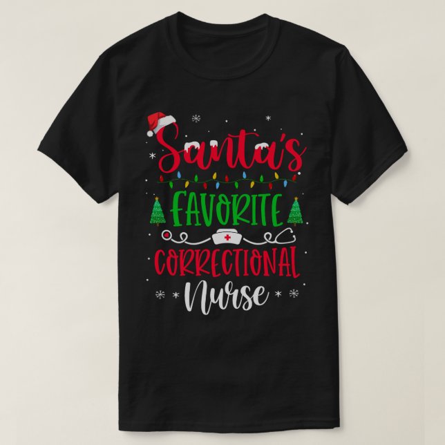 Santas Favorite Correction Nurse Xmas Weihnachtsma T-Shirt (Design vorne)