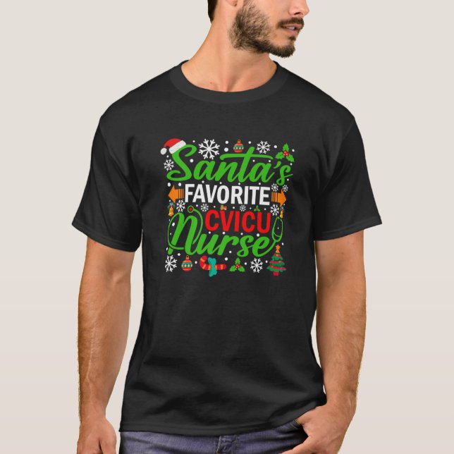 Santa's Favorite CVICU Nurse Shirt Weihnachten (Vorderseite)