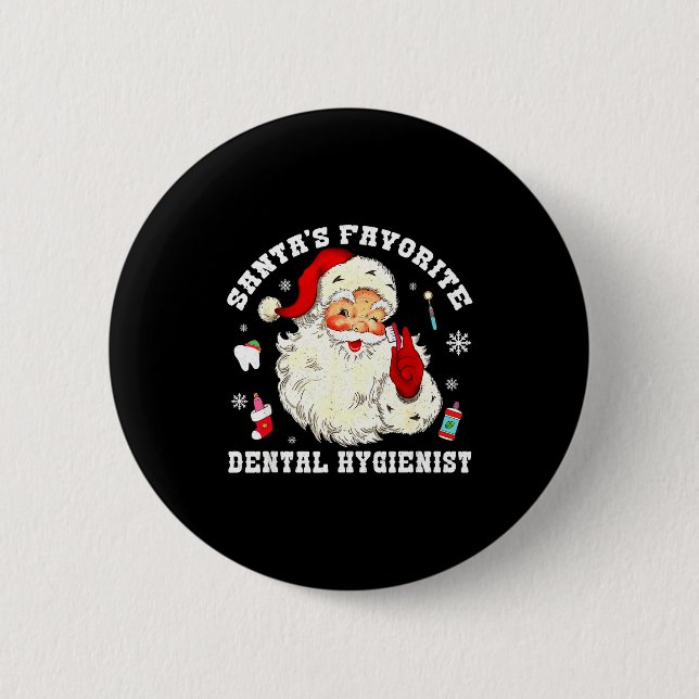Santas Favorite Dental Hygienist Christmas Funny G Button (Vorderseite)