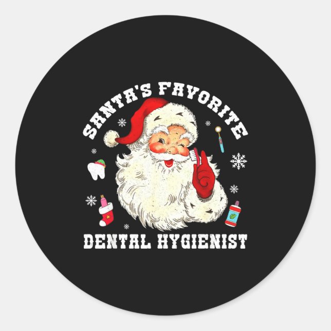 Santas Favorite Dental Hygienist Christmas Funny G Runder Aufkleber (Vorderseite)