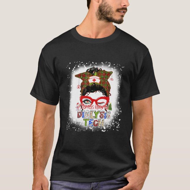 Santa's Favorite Dialysis Tech Christmas Pajama Li T-Shirt (Vorderseite)