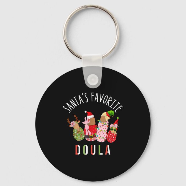 Santa's Favorite Doula Nurse Christmas Stpartum Mi Schlüsselanhänger (Vorderseite)