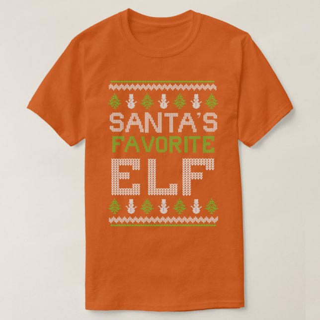 Santas Favorite Elf hässlicher Weihnachtspulli T-Shirt (Design vorne)