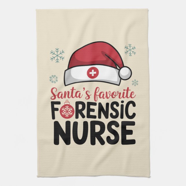 Santas Favorite Forensic Nurse Weihnachten Geschirrtuch (Vertikal)