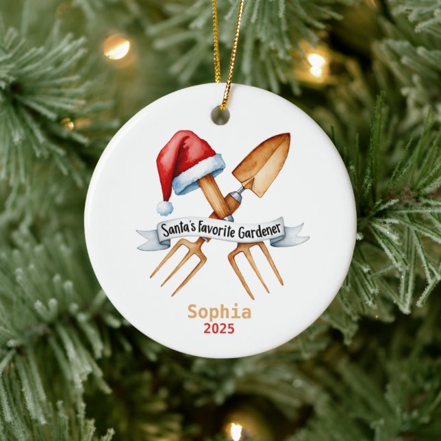 Santa's Favorite Gardener, Plant Mom Gift  Keramik Ornament (Baum)