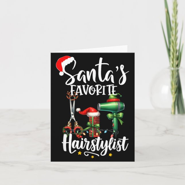 Santa's Favorite Hair Stylist Christmas Hairdresse Karte (Vorderseite)