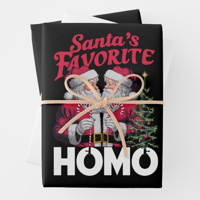 Santas Favorite Homo Gay Christmas LGBTQ Prix Geschenkpapier Set (Beispiel)