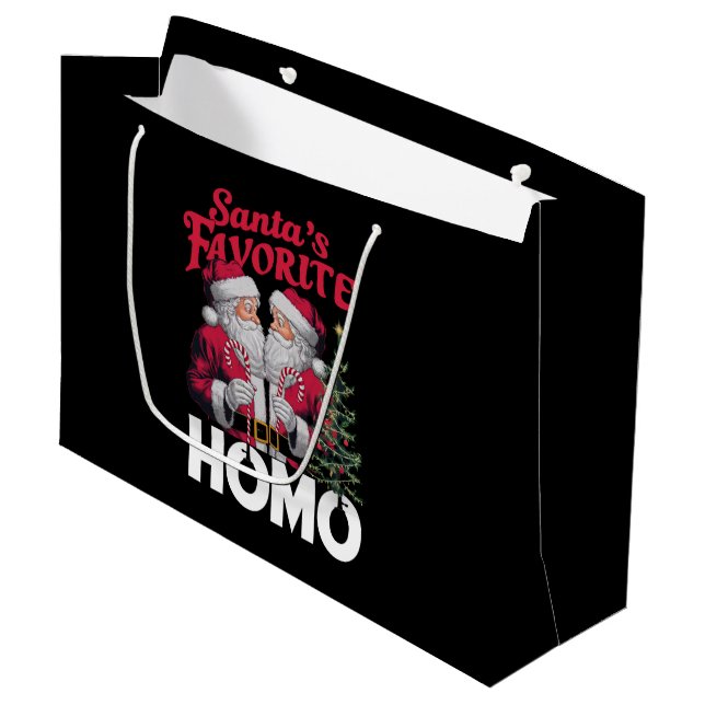 Santas Favorite Homo Gay Christmas LGBTQ Prix Große Geschenktüte (Vorderseite Schrägansicht)