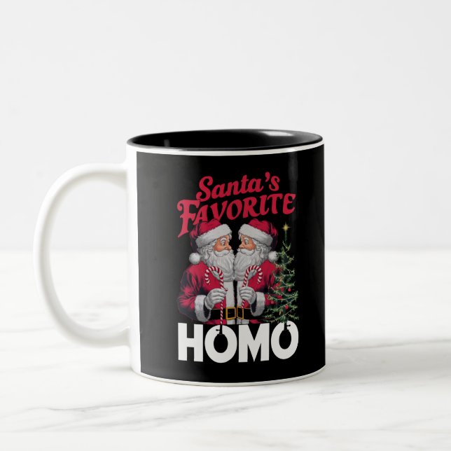 Santas Favorite Homo Gay Christmas LGBTQ Prix Zweifarbige Tasse (Links)