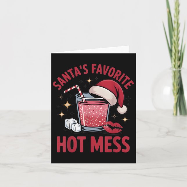 Santa's Favorite Hot Mess Christmas Funny Margarit Karte (Vorderseite)