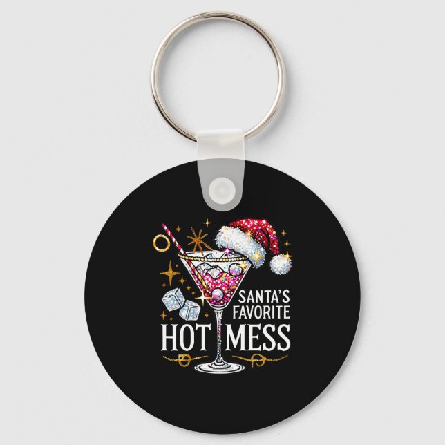 Santa's Favorite Hot Mess Long Sleeve  Schlüsselanhänger (Vorderseite)