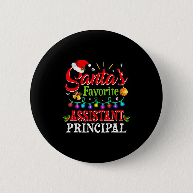 Santa's Favorite Istant Principal Christmas Light  Button (Vorderseite)