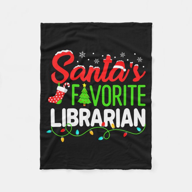 Santa's Favorite Librarian Christmas Library Book  Fleecedecke (Vorderseite)