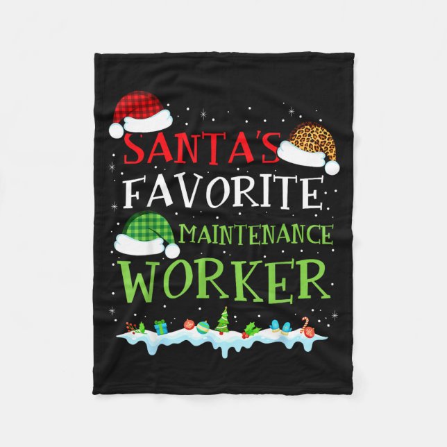 Santa's Favorite Maintenance Worker Fun Christmas  Fleecedecke (Vorderseite)