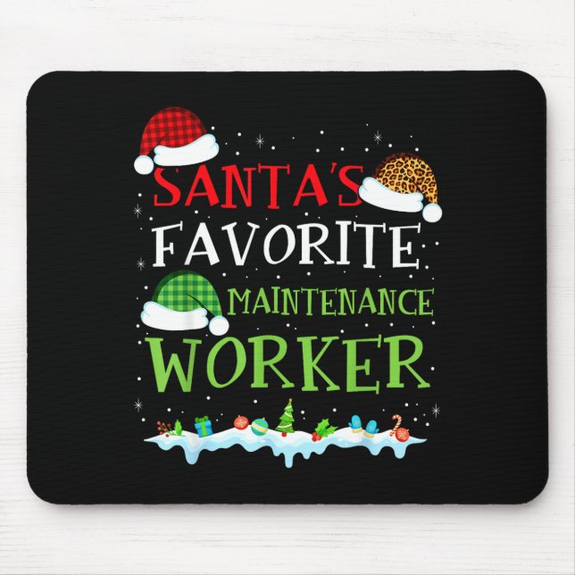 Santa's Favorite Maintenance Worker Fun Christmas  Mousepad (Vorne)