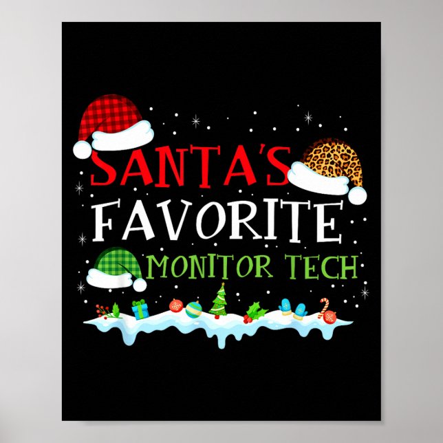 Santa's Favorite Monitor Tech Fun Christmas  Poster (Vorne)