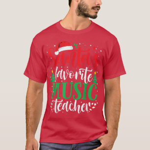 Santa's Favorite Music Teacher Christmas Santa Hat T-Shirt