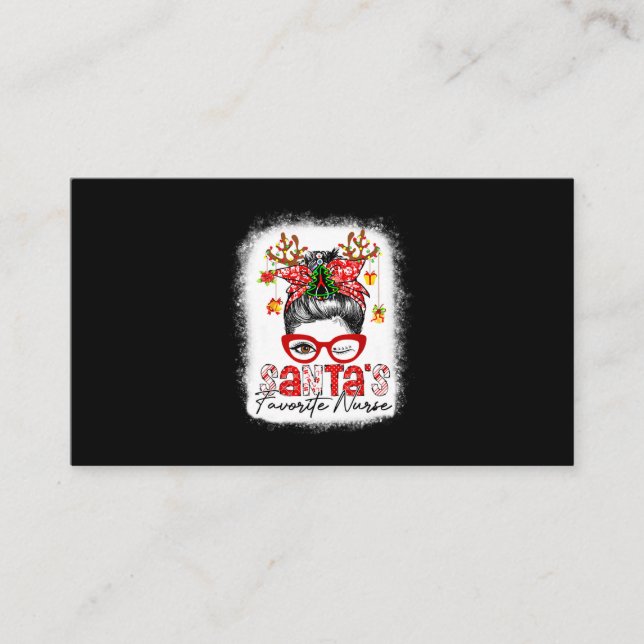 Santas Favorite Nurse Christmas Messy Bun gebleich Visitenkarte (Vorderseite)