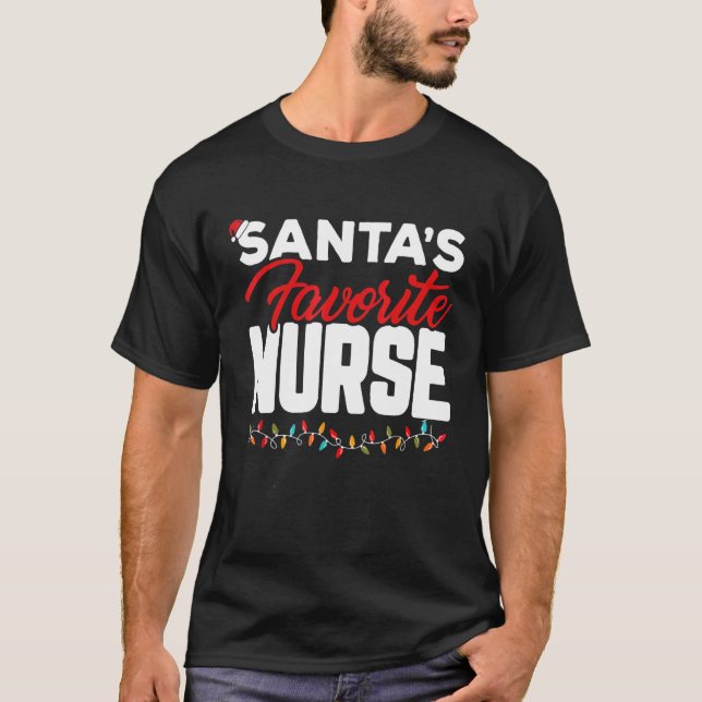 Santa's Favorite Nurse Christmas Nurse Nursing T-Shirt (Vorderseite)