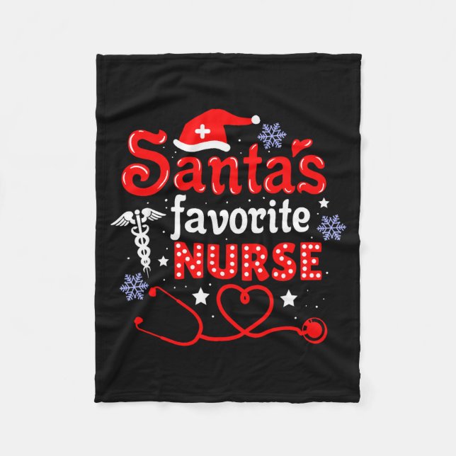 Santa's Favorite Nurse Christmas Short Sleeve  Fleecedecke (Vorderseite)