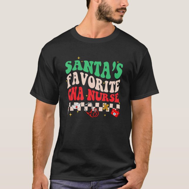 Santas Favorite Nurse  Christmas Xmas RN CNA Nursi T-Shirt (Vorderseite)
