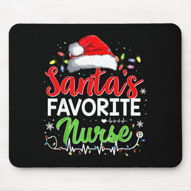 Santa's Favorite Nurse Funny Christmas Nurse Xmas  Mousepad (Vorne)