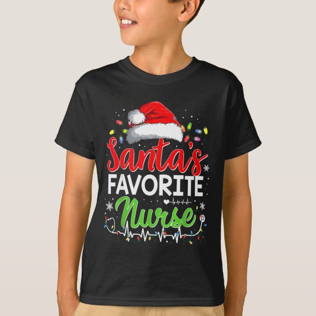 Santa's Favorite Nurse Funny Christmas Nurse Xmas  T-Shirt (Vorderseite)
