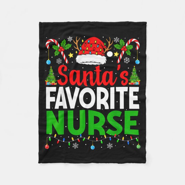 Santas Favorite Nurse Rn Christmas Nursing Christm Fleecedecke (Vorderseite)