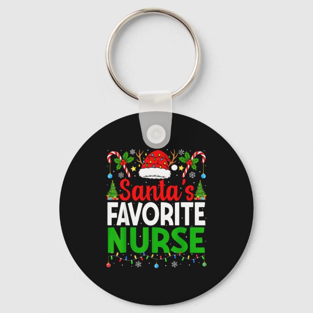 Santas Favorite Nurse Rn Christmas Nursing Christm Schlüsselanhänger (Vorderseite)