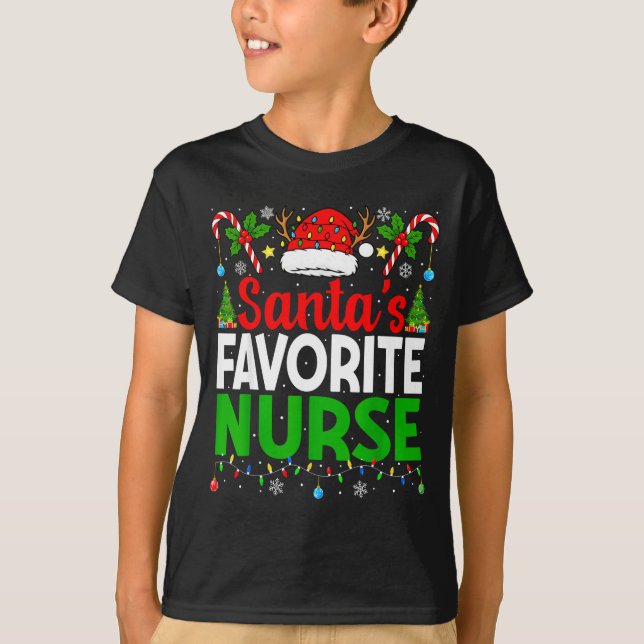 Santas Favorite Nurse Rn Christmas Nursing Christm T-Shirt (Vorderseite)