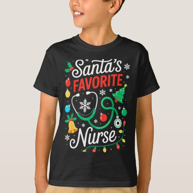Santa's Favorite Nurse Shirt Men Women Funny Chris (Vorderseite)