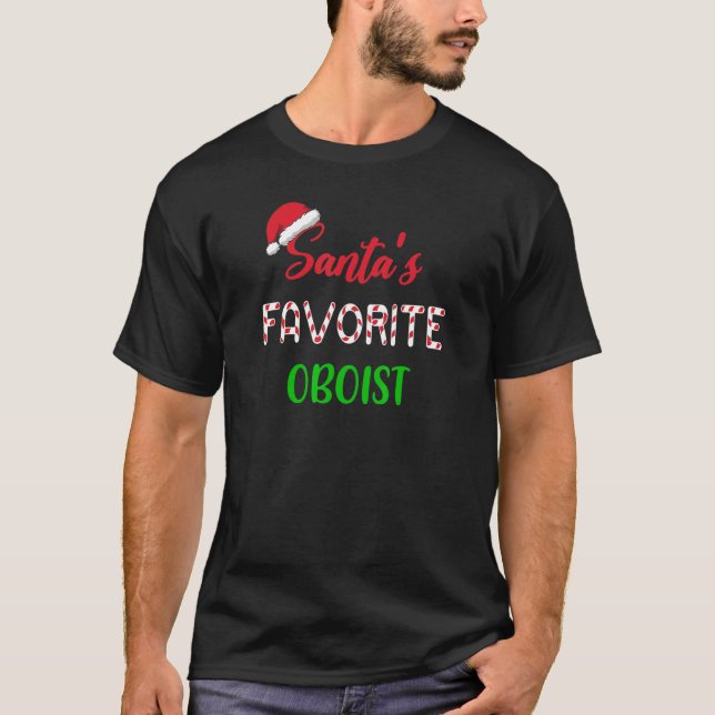 Santas Favorite Oboist   Funny oboe Christmas Paja T-Shirt (Vorderseite)