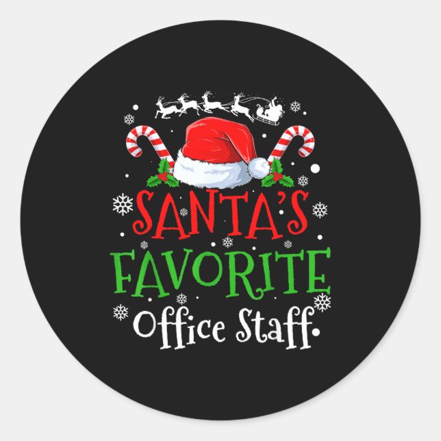 Santa's Favorite Office Staff Christmas Party  Runder Aufkleber (Vorderseite)