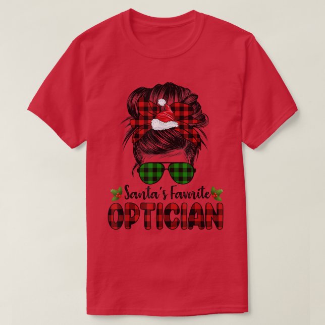 Santas Favorite Optician Red Kariert Funny Santa C T-Shirt (Design vorne)
