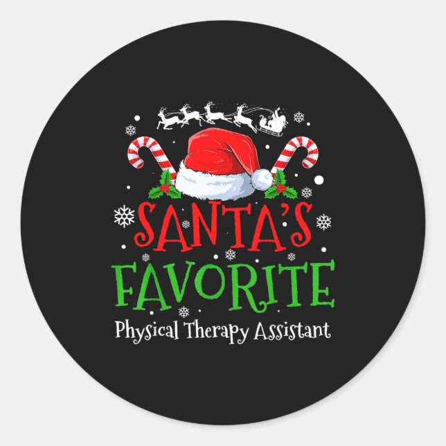 Santa's Favorite Physical Therapy Istant Christmas Runder Aufkleber (Vorderseite)