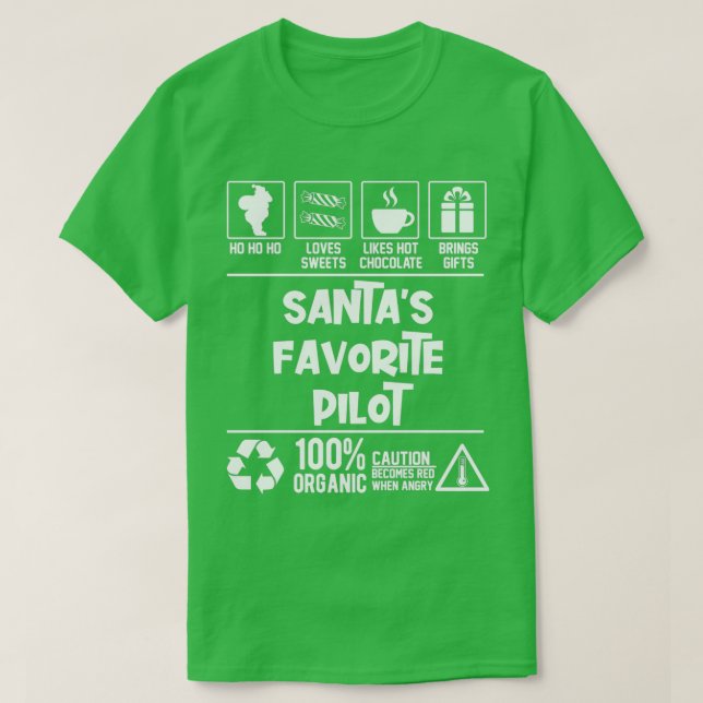 Santas Favorite Pilot Christmas HO HO T-Shirt (Design vorne)