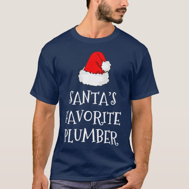 Santas Favorite Plumber Weihnachtsgeschenk T-Shirt (Vorderseite)