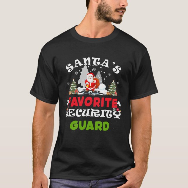 Santa's Favorite Security Guard Funny Christmas Gi T-Shirt (Vorderseite)