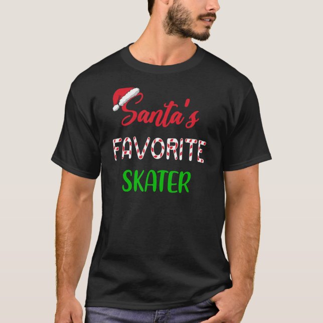 Santas Favorite Skater   Funny Figure Skating Chri T-Shirt (Vorderseite)