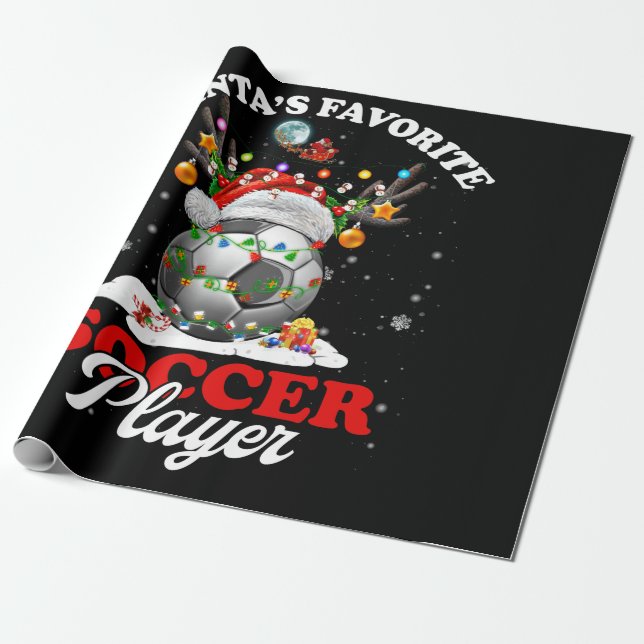 Santa's Favorite Soccer Player Christmas Pajama Geschenkpapier (Ungerollt)